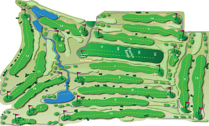 design professional, print, web ready golf course map in vector format