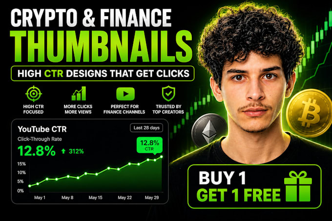 design high CTR crypto and finance youtube thumbnails free