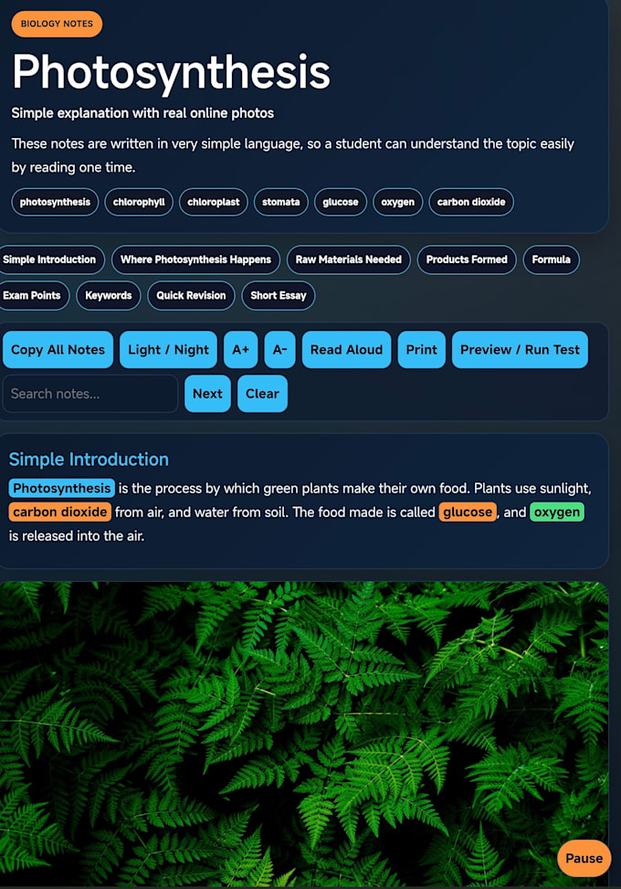 convert study material into mobile friendly HTML notes