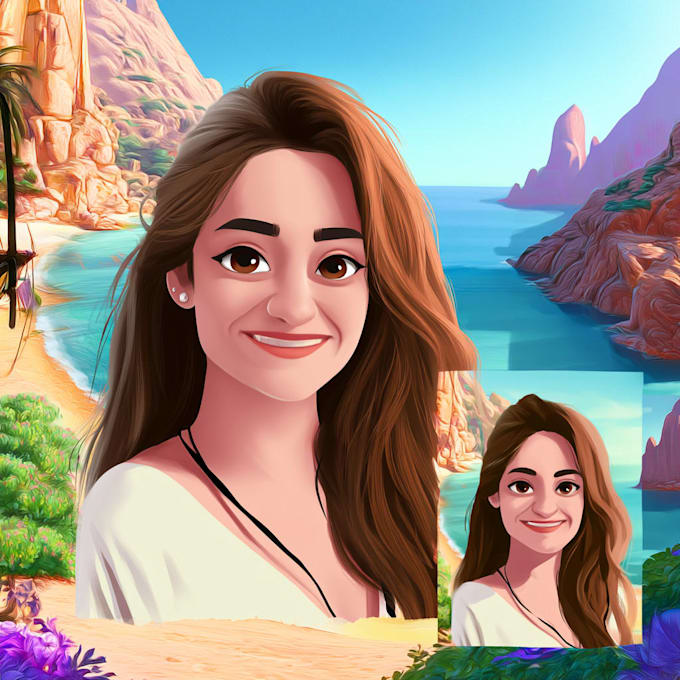 draw your portrait in charming disney animation style