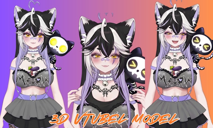 create custom female 3d vtuber model with 3d rigging vrm avatar, vrchat 3d vroid