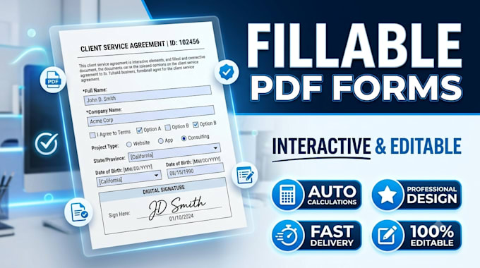 design fillable PDF form, create interactive, fillable and editable PDF form