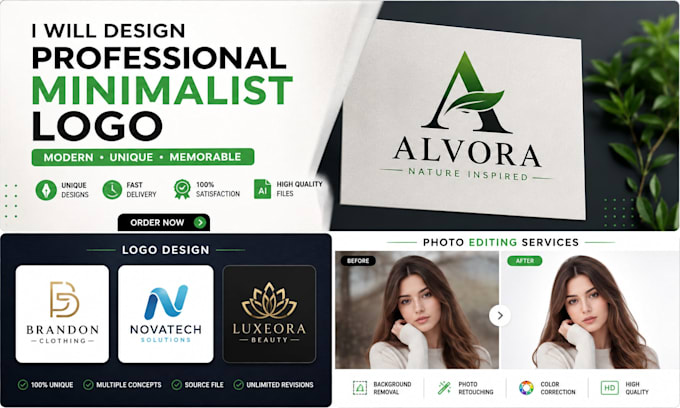 design a professional logo and edit photos professionally