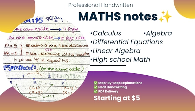 ceate handwritten calculus, algebra, and mathematics notes