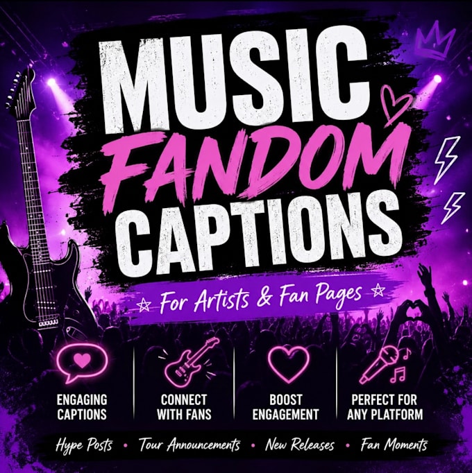write engaging music fandom captions for artists and fan pages