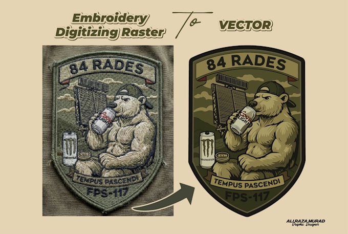 manually vector trace tactical logo, badge patch, military, png to vector
