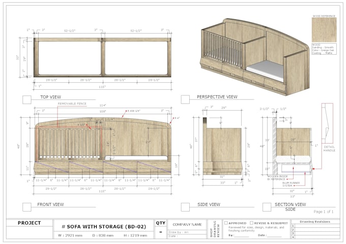 create professional furniture technical drawings