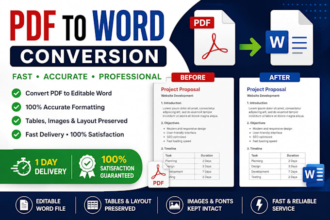 professional PDF to word conversion service
