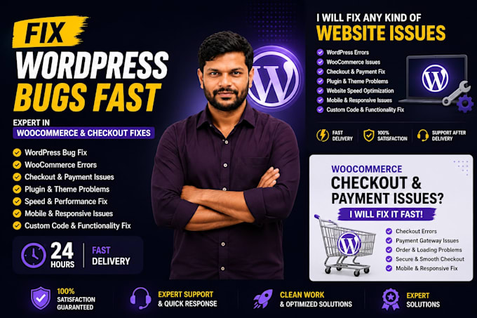 fix wordpress bugs, woocommerce errors, checkout and payment issues fast