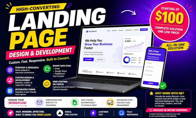 develop a custom single page website with a contact form