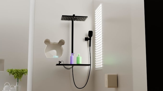 3d interior design and rendering for bathroom