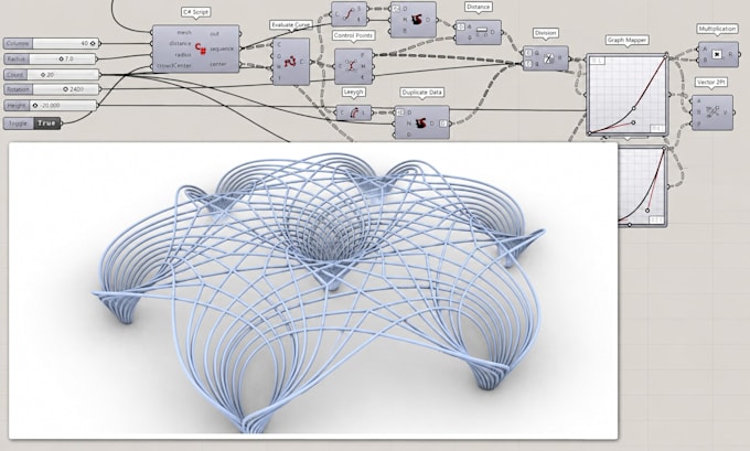 create parametric geometry patterns and 3d models in rhino and grasshopper