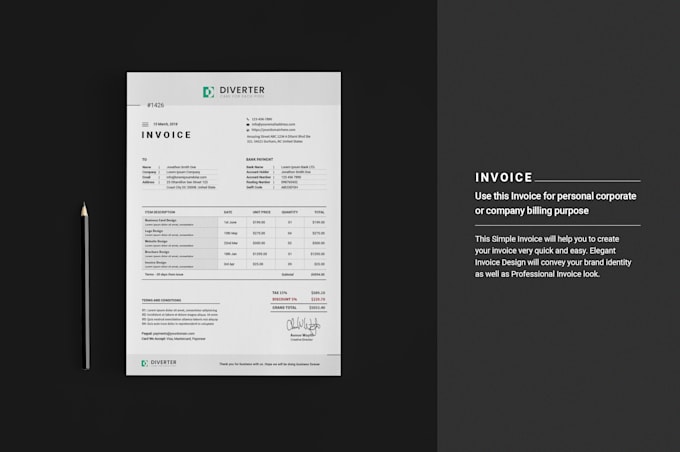 design a professional, and print ready invoice template