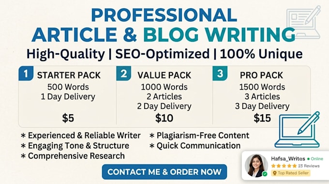write an SEO blog post or article for your website
