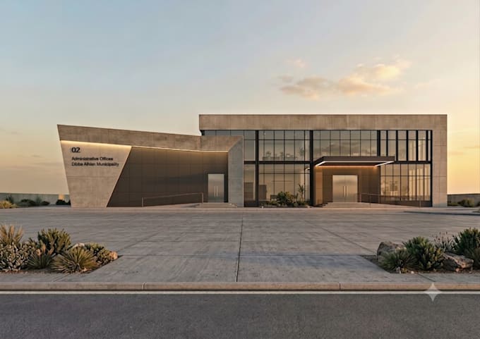 commercial building exterior rendering