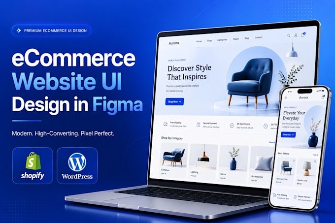 design a shopify or woocommerce ecommerce website UI in figma