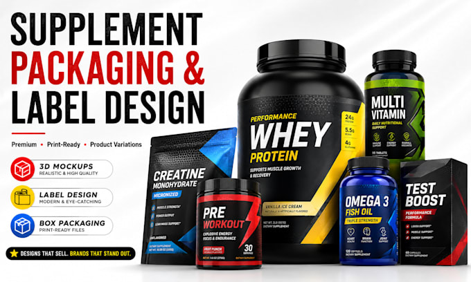 design premium supplement packaging and label design
