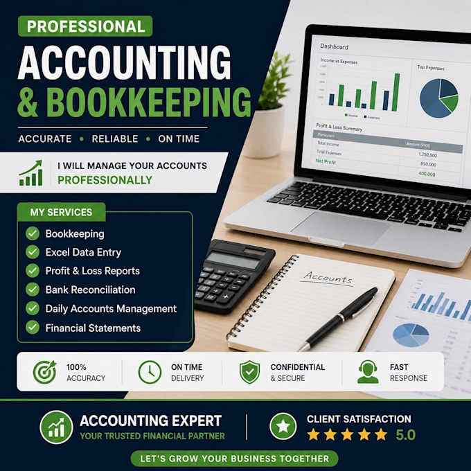 do bookkeeping, accounting, and excel financial reports