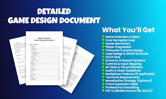 create a professional game design document gdd for your game