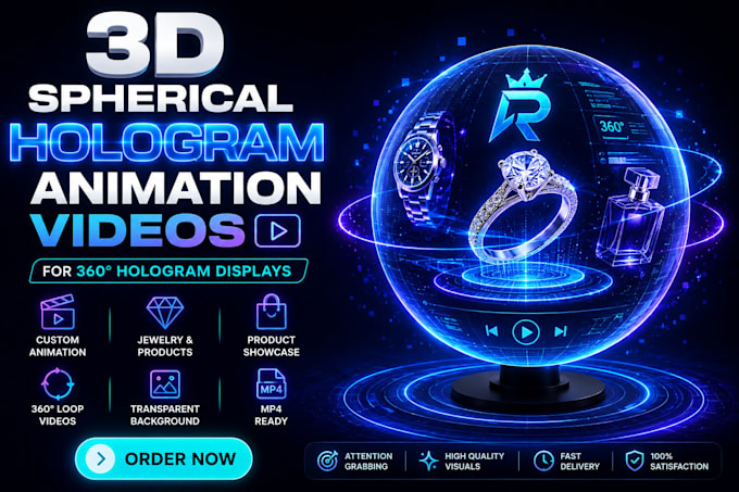 create 3d animation for a spherical hologram fan display