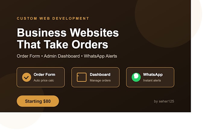 design a custom business website with order form and whatsapp integration