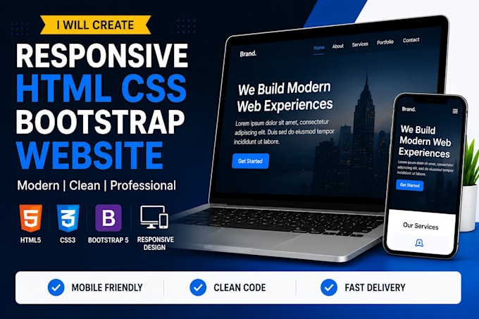 create a responsive HTML CSS bootstrap landing page