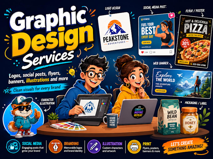design clean business graphics for social media or web