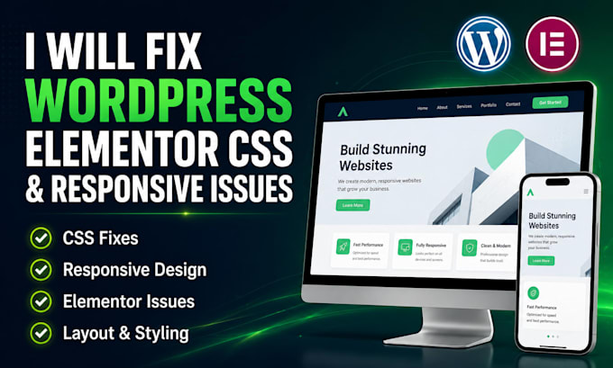 fix wordpress elementor CSS and responsive issues
