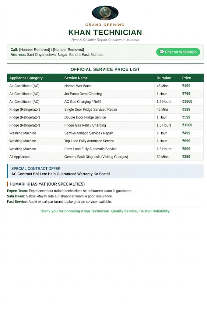 design professional price list rate card or menu