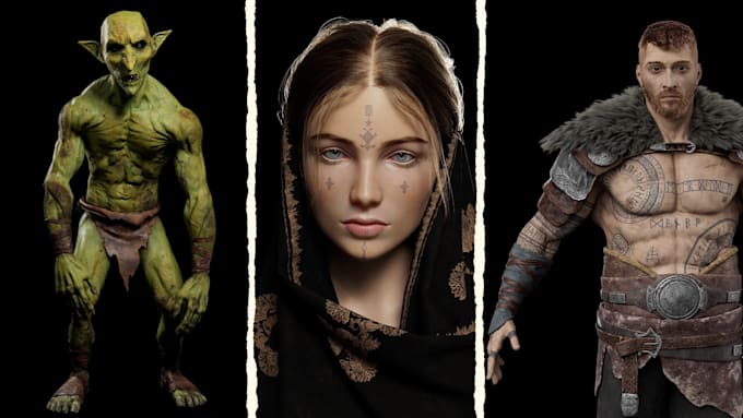 create 3d game ready character models and rigging