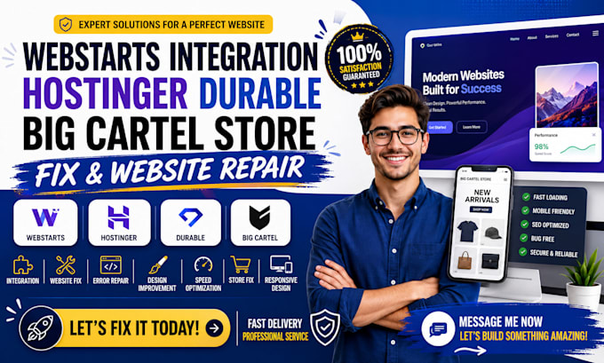 build webstarts integration hostinger durable cartel store fix website repair