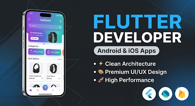 develop a professional flutter mobile app for android and ios