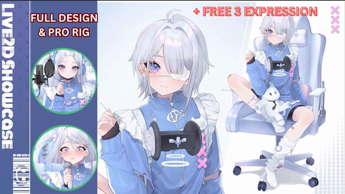 draw and rig anime live2d vtuber model, vtuber rigging, streaming avatar, chibi
