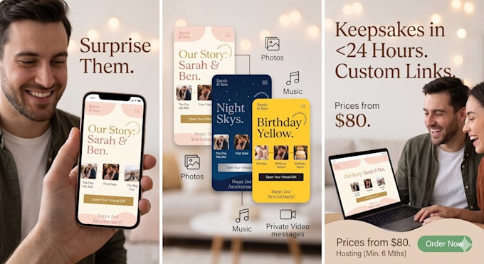 create a romantic website for valentines or birthday