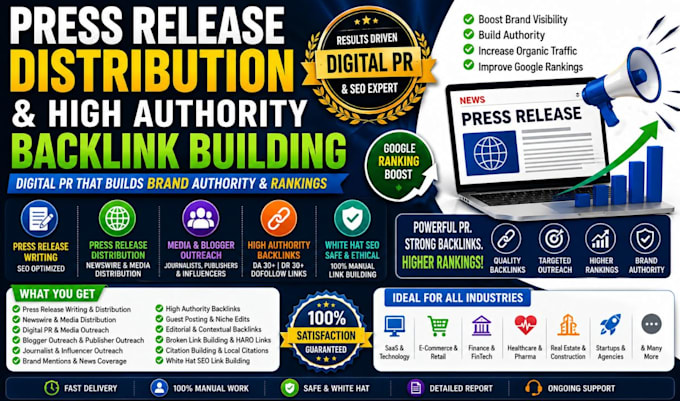 do press release distribution digital PR media outreach high authority backlink