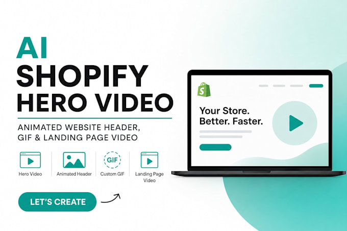 create shopify ai hero video animated 3d website header GIF ads video design