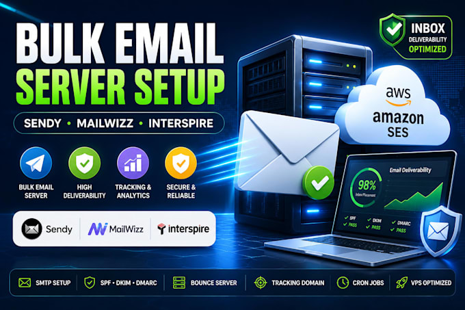 install sendy mailwizz interspire amazon ses bulk email server SMTP setup