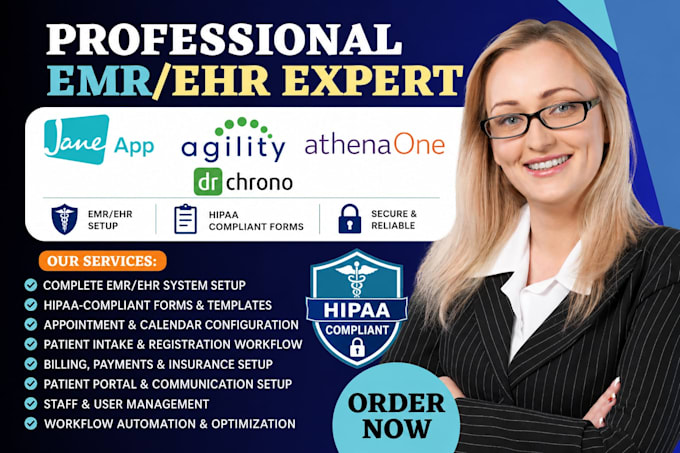 setup jane app athena drchrono zenoti emr ehr systems hipaa compliant forms