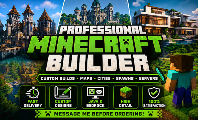 build professional custom minecraft maps, houses, cities,spawns, and servers