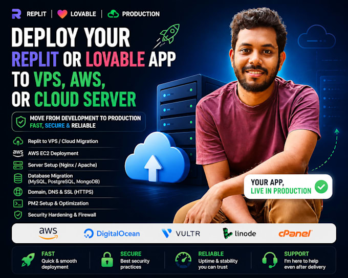 deploy replit or lovable app to vps, AWS, cloud server