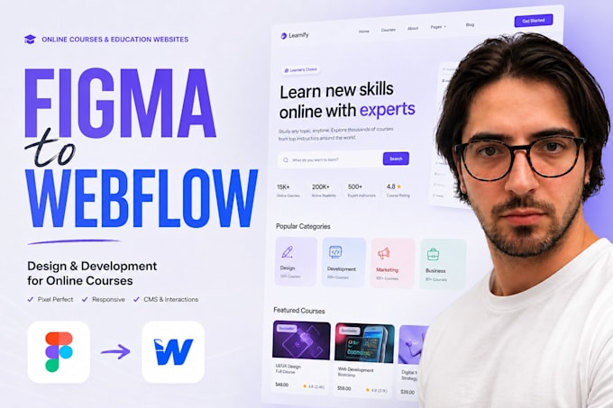 build a modern webflow website for coaches and online courses