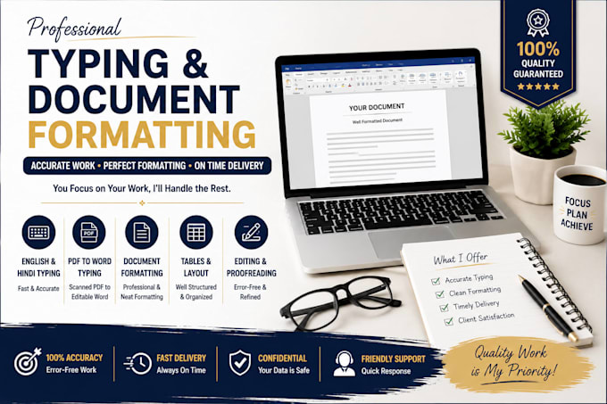 do professional typing, document formatting, and editing