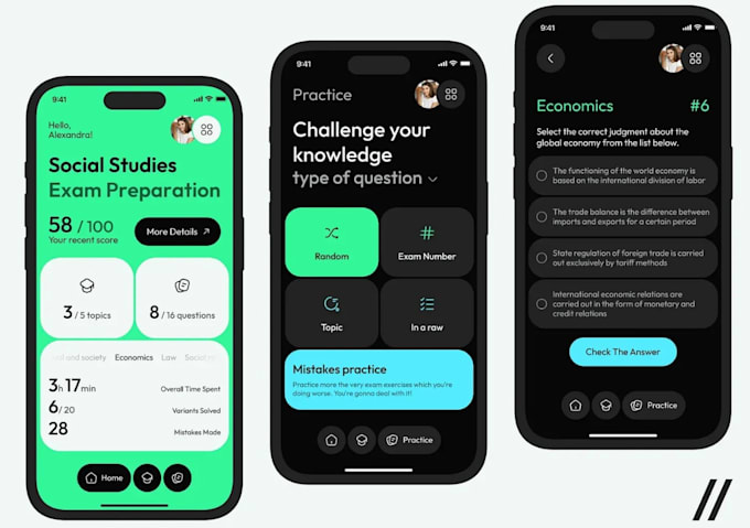 develop exam preparation app, quiz app and edtech app