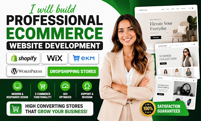 build shopify dropshipping wix ekm wordpress store ecommerce website development