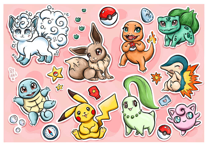 illustrate cute stickers and sticker packs