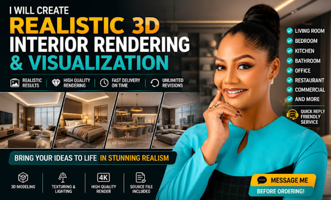 create realistic 3d interior rendering and visualization