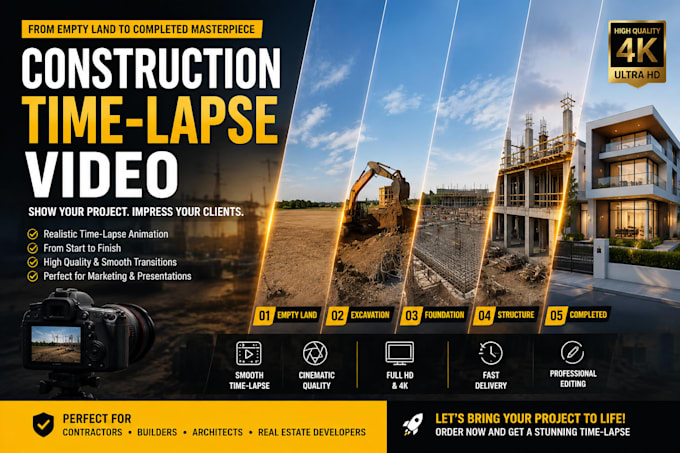 create construction time lapse video to showcase progress