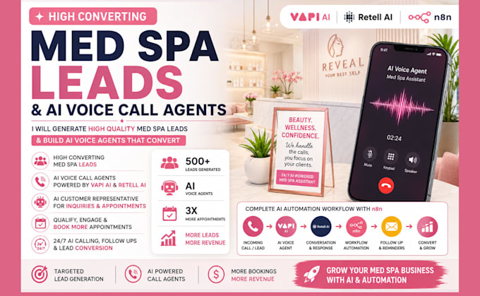 generate medspa leads, ai call agent vapi retell ai and n8n automation