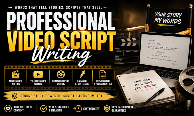 do video script writing for movie script, youtube screenwriting film script