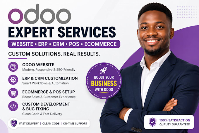 develop customize odoo website erp CRM pos ecommerce and fix design